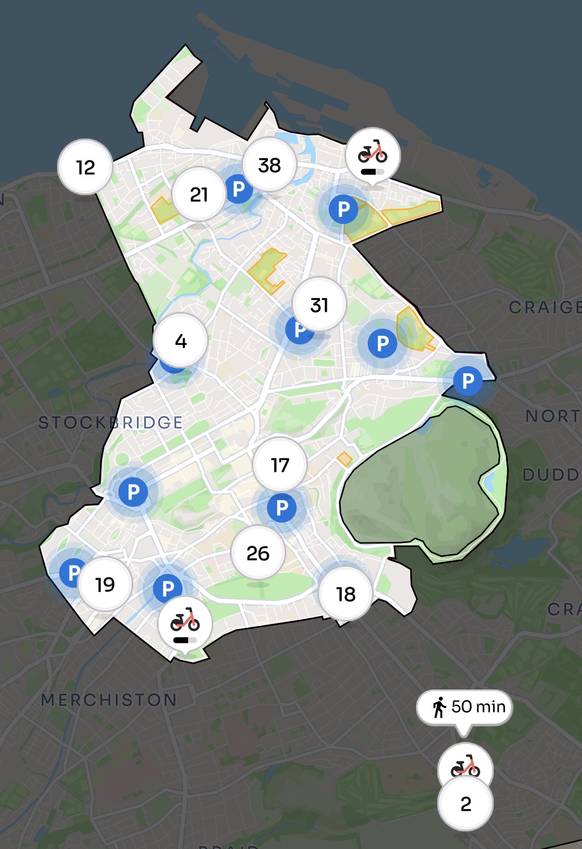 The Voi Edinburgh ride zone at 2nd November